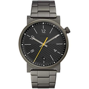 Watch strap Fossil FS5508 Stainless steel Anthracite grey 22mm
